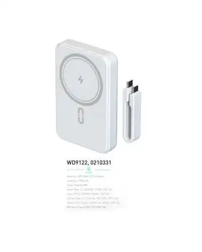 2-in-1 Magnetic Power Bank with LED Indicator - 10000mAh 37WH - White