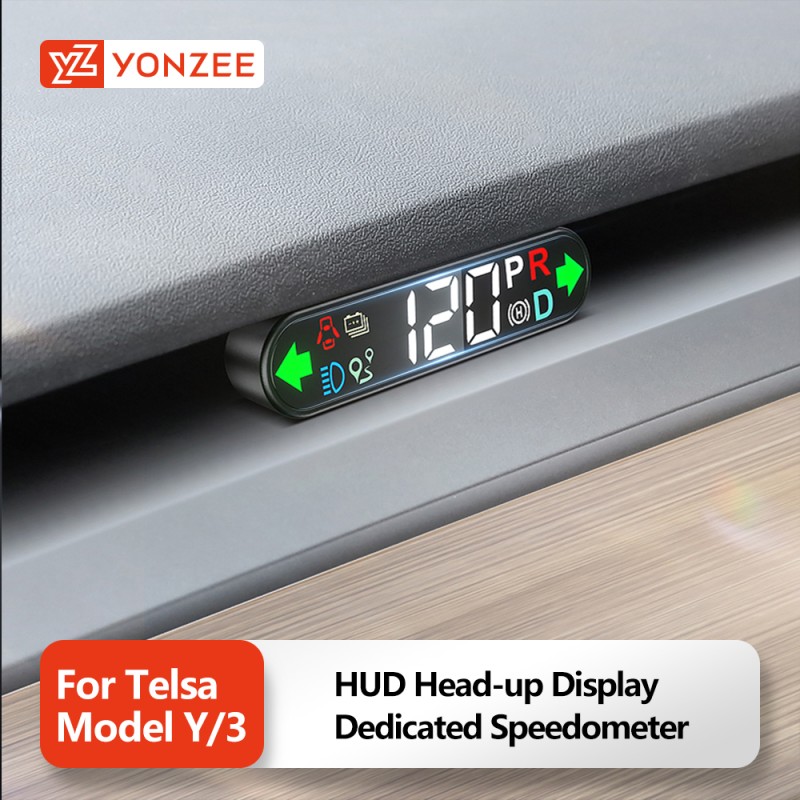 Dedizierter Geschwindigkeitsmesser mit Head-up-Display (HUD) für Tesla Model Y / 3 (2021-2023) Dedizierter Geschwindigkeitsmesser mit Head-up-Display (HUD) für Tesla Model Y / 3 (2021-2023)