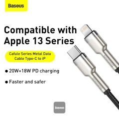 Câble de Données Baseus Série Cafule Métal Type-C vers Lightning PD 20W - Bismatic.com